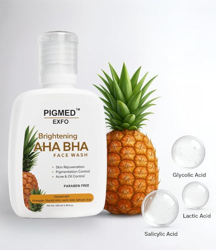 Image of Pigmed Exfo Brightening AHA BHA Daily Face Wash -100 ml | Gently Exfoliates, Pigmentation reduction, Controls Acne(Packof2)