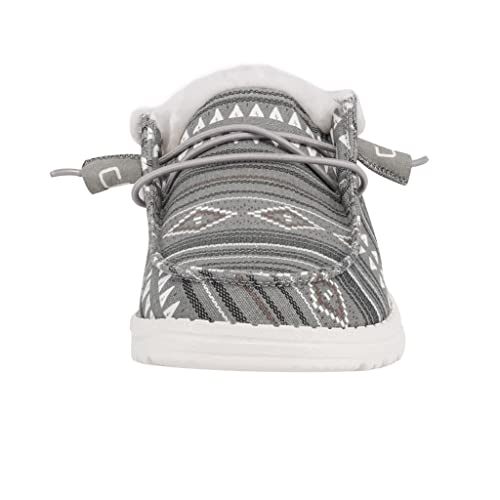 Image of HEYDUDE Women's Wendy Boho Stripe Grey Size 10 | Women's Shoes | Women's Lace Up Loafers | Comfortable & Light-Weight