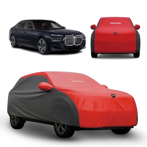 Image of PROTEGO Prime Series India's 1st Anti-Tear Car Cover for BMW i7 | Heavy-Duty, Custom Fit, All Weather Protection | 100% Waterproof, Windproof & Hail Resistant | 2-Year Warranty | Red + Black
