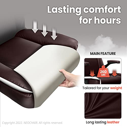 Neo Chair Office Chair Adjustable Desk Chair Mid Back Executive Desk Comfortable Pu Leather Chair Ergonomic Gaming Chair Back Support Home Computer Desk With Flip-Up Armrest Swivel Wheels (Brown) #TOP1