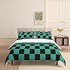 INFLAG Anime Bedding Set, 3-Piece Anime Duvet Cover Full Size Ultra Soft Breathable 3D Printed Microfiber Comforter Cover, Cartoon Quilt Cover, Teen Comforter Cover with 2 Pillowcases (Full,Green) #1