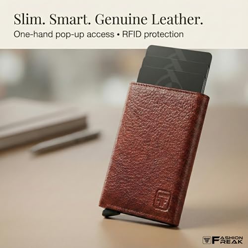 Image of FASHION FREAK Smart Wallet for Men - Slim Pop-Up Card Holder with Quick Access - Original Leather Wallet for Men
