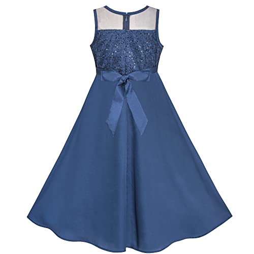 Sunny Fashion Girls Dress Rhinestone Chiffon Bridesmaid Dance Ball Maxi Gown2
