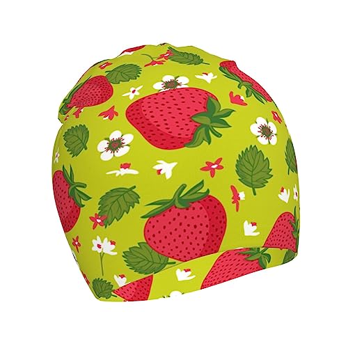 Rqzwdq Strawberry Flower Kids Beanie Hats Warm Knit Beanie Cap Skull Caps Gifts Decor for Boys Girls
