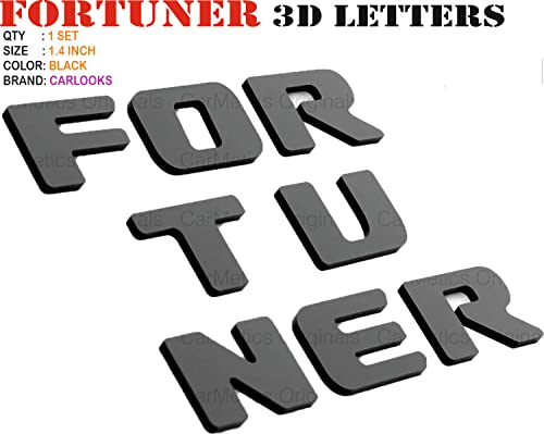 Carlooks FORTUNER 3D Letters and Sticker for car_ Black
