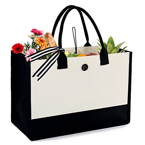 BeeGreen Initial 13oz Canvas Tote Bag with Inner Zipper Pocket for Beach Birthday Wedding Womens Gifts Embroidery Monogram Personalized Gifts for Friends Bridesmaid Gifts Large Tote Bag