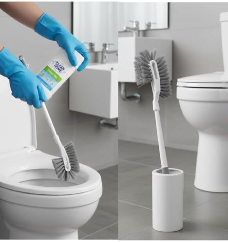 Image of Pack of 2 Toilet Cleaning Brush with Adhesive Wall Mount Hooks | Multipurpose uses for Bathroom Floor Tile Brush, Toilet Bowl Brush for Western & Indian Toilet | Durable Nylon Bristles Toilet Brush