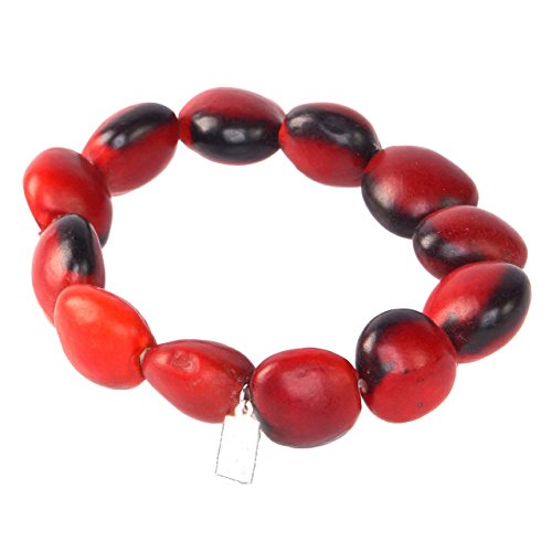 Image of EVELYN BROOKS Classic Stretchy Adjustable Beaded Bracelet for Women 6.5 inch - 7.5 inch w /Meaningful Good Luck Huayruro Seeds Beads - Great Gifts for Mom, Daughter, Sister, Aunt, Girlfriend