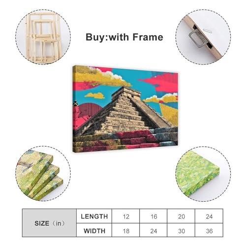 Poster pyramide maya abstrait pour égayer un bureau terne 40x61cm - 2