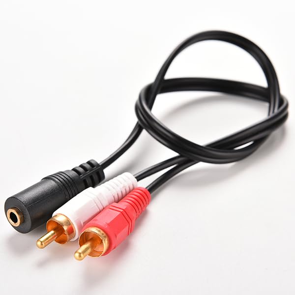 Generico Adattatore Stereo Jack Femmina Audio Cavo 2 RCA Maschio 30cm 3.5 mm Aux per TV, Stereo, Casse