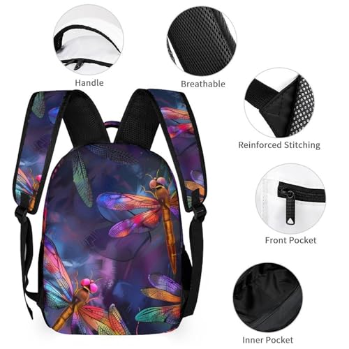 Colorful Dragonflies Funny Backpack Set with Lunch Bag And Pencil Case Lightweight Bags Sets3