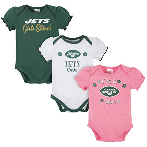 Image of Gerber NFL baby-girls Nfl Team 3 Pack Short Sleeve Onesie Bodysuit