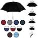 Viteps Windproof Travel Umbrella, Wind Resistance Parasol with Flexible Fiberglass Ribs, Waterproof Folding Umbrella with Double Canopy Design (Black, 1 Pack)