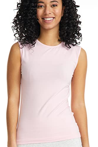Image of ESTEEZ Women's Sleeveless Fitted Tank Top - Stretch Cotton Blend, Layering Essential
