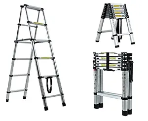Inditradition A-Type Double Sided Aluminium Telescopic Ladder, 150 KG Capacity (12.5 x 12.5 Feet | 3.8 x 3.8 Meter)