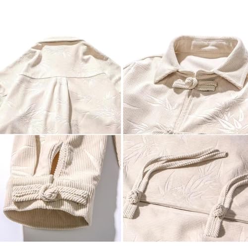 Chinese Style Button Down Collar Men's Oversized Printed Shirt, Retro Style top and Jacket in Spring and Autumn3