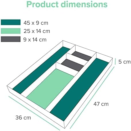 Cutlery tray Bambox B3647 - Drawer organizer kitchen waterproof - Cutlery tray for drawers - 36 x 47 x 5 cm
