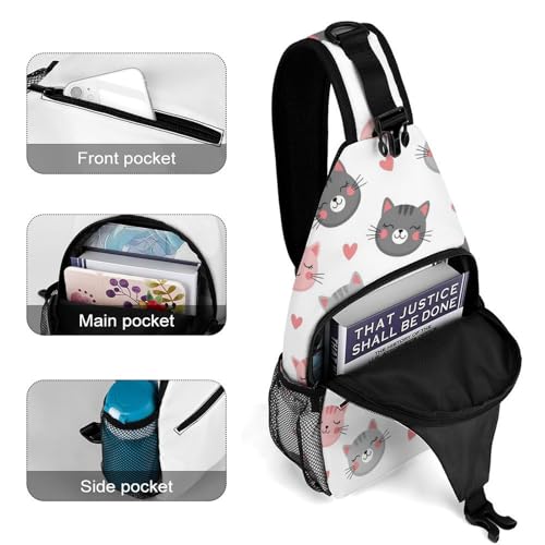 Fashion Dress Decor Sling Backpack Shoulder Bag, Day Pack, Chest Shoulder Bag For Men And Women Love Cats4