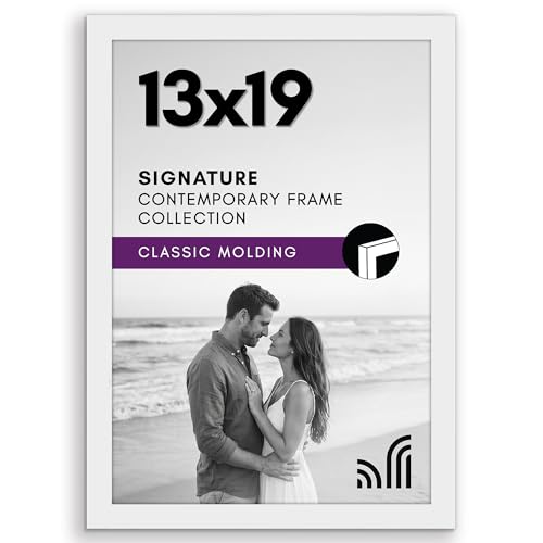 Americanflat 13x19 Picture Frame with Shatter-Resistant Glass - Signature Collection - Gallery-Style Frames Made of Engineered Wood - Photo Frame for Wall Display - White