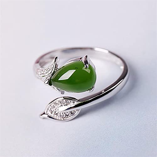 Bague en jade de Hetian naturel ajustable en argent véritable pour femme élégante