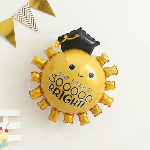 Image of Atpata Funky Happy Graduation Foil Balloons for Graduation Convocation Commencement Ceremony (So Bright Grad Sun)