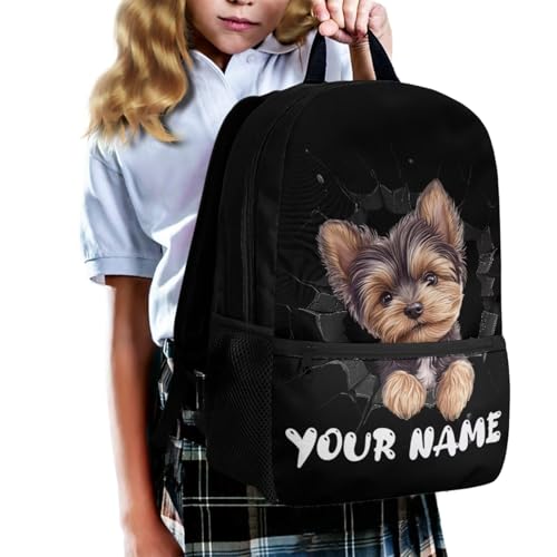 Howilath Yorkie Baby Kids Backpack Set with Lunch Box Anti-Theft Bookbag Pencil Case for School Camping Daily Use School Backpacks for Boys Girls Supplies Name Customized Bookbag2