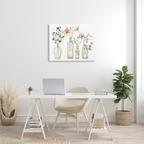 Image of Stupell Industries Antique Floral Bouquets Flowers Glass Jar Painting, Canvas, 30 x 40 | Stupell Industries | 40 x 30 Inches, Easy to Hang and Sturdy, Made in USA, by Lisa Audit