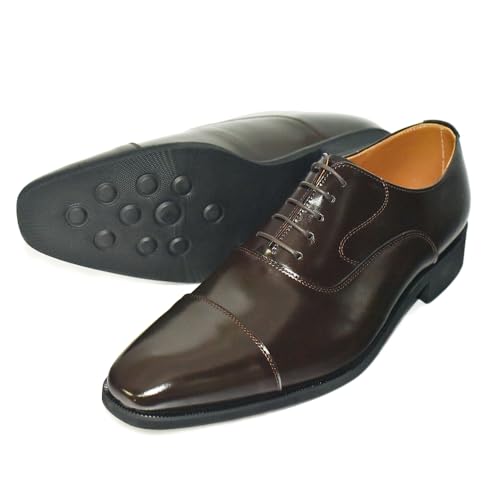 [北嶋製靴工業所] ビジネスシューズ レザー ストレートチップ 牛革 3E K1010 ダークブラウン 24.5cm