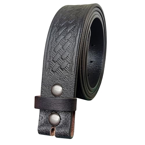 RESISTANCE Mens Western Full Grain Leather Belt Strap Tan No Buckle Included Snaps for Interchangeable Buckles