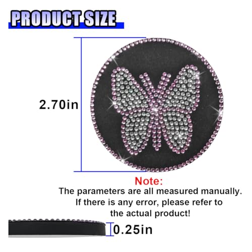 2PCS Bling Butterfly Coaster para portavasos de coche miniatura 2