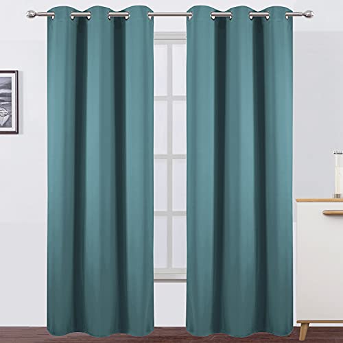 Image of LEMOMO Sea Teal Thermal Blackout Curtains /42 x 95 Inch /Set of 2 Panels Room Darkening Curtains for Bedroom