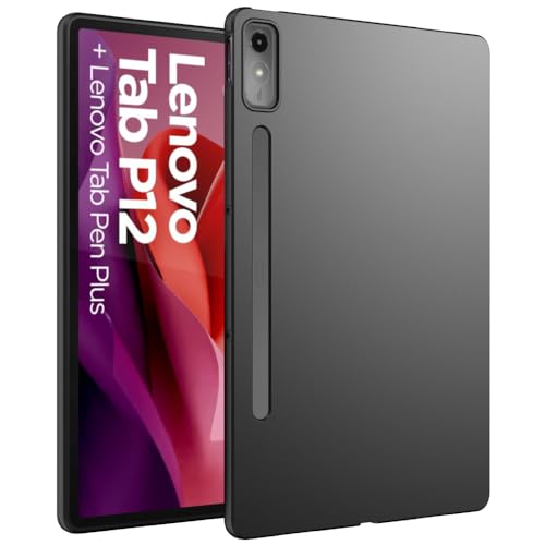 WOGROO Case for Lenovo Tab P12 12.7-Inch Slim Design Soft TPU Protective Cover for Tab P12 Tablet Black