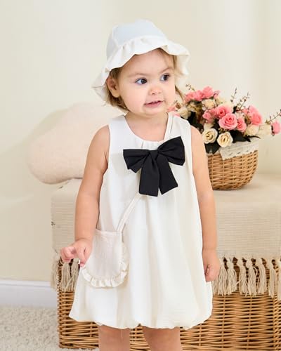 Baby Girl Dress Infant Clothes Summer Sleeveless Bow Puff Bubble Dresses Casual Linen Sundress for Toddler Girls 3M-3T - Image 6
