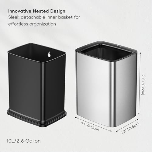 Cubo de basura de 10L EKO Laguna moderno contenedor de acero mate 3