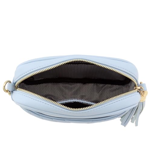 Image of FashionPuzzle Chevron Quilted Crossbody Camera Bag with Chain Strap and Tassel