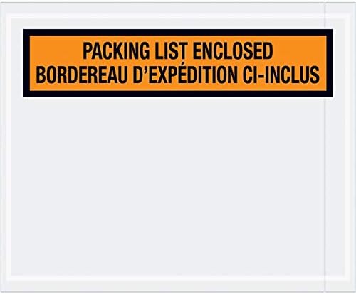 TapePlanet Bilingual Packing List Envelopes (1000 Per/Case) (4 1/2" x 5 1/2" Panel Face, Orange (English/French))