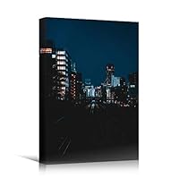 Canvas Wall Art Street View Cityscape Colorful Contemporary Multicolor Neon Photography Places - 12x18 inches
