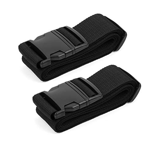 YeVhear Lot de 2 valises de voyage réglables Sangle de valise pour bagages Sac à dos Cross Belt 2M, Noir Cover