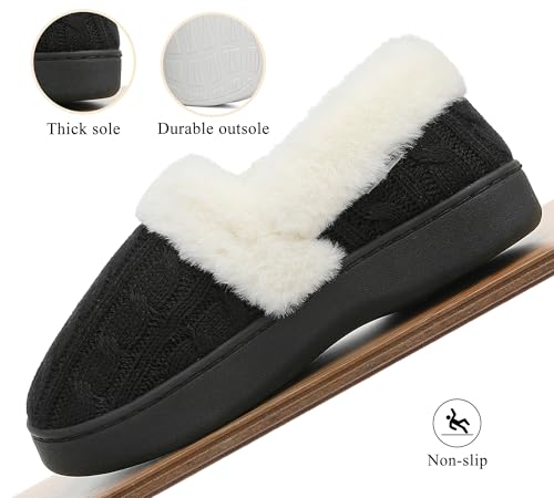 UBFEN Womens Fuzzy House Slippers Warm Bedroom Shoes with Faux Fur Lining Non Slip Memory Foam Slippers for ladies Indoor and Outdoor4