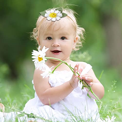White Felt Daisy Baby Headband- Two Groovy and Groovy One Headband, Woodland Baby Headbands, New Born Shooting Props, Half Birthday Flower Headband2