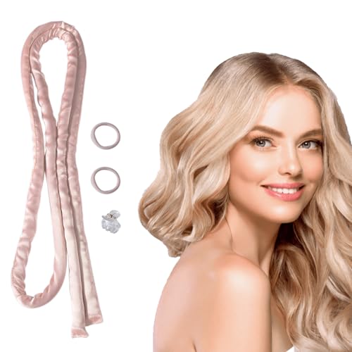 Disnace Boccoli Capelli, Bigodino Lungo per Boccoli, 1.6m Bigodino Fascia Capelli, Set Bigodini Senza Calore, Senza Riccioli di Calore per Dormire, Adatto a Tutti i Tipi di Capelli, Rosa