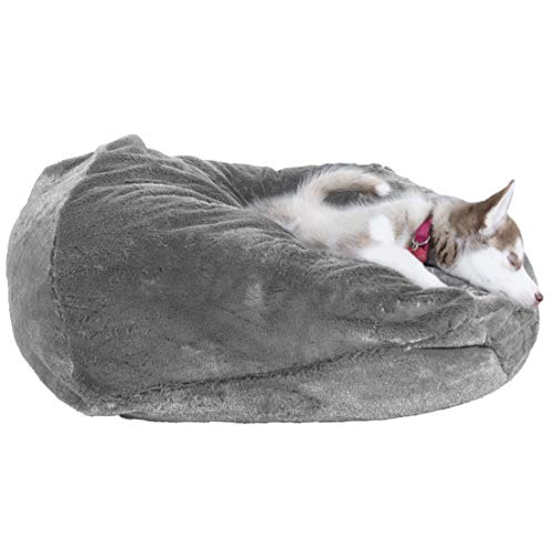 Furhaven Pet Dog Bed | Round Plush Faux Fur Refillable Ball Nest Cushion