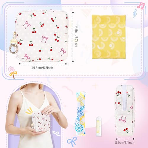 Image of Period Bag for Teen Girls, Canvas Sanitary Napkin Storage Bag with Zipper, Portable Menstrual Pad Bag Tampon Holder for Purse