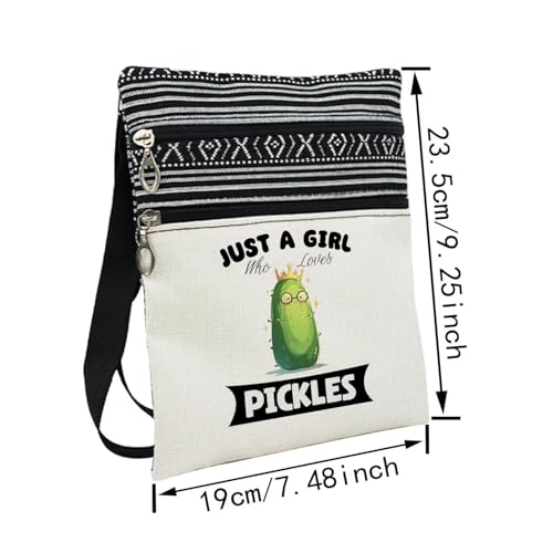 Just Love Pickles Messenger Bag Small Ethnic Pattern Printed Adjustable Strap Crossbody Zipper Bag Phone Bag Wallet Cute Shoulder Handbag for Pickle Lovers Women Friends2