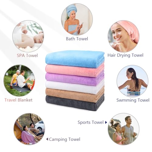 Image of Orighty Bath Towels Pack of 6(24'' x 48'') - Soft Feel, Highly Absorbent, Quick Drying for Body, Sport, Yoga, SPA, Fitness - Multi-Color