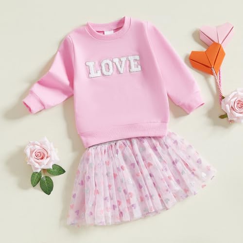 Toddler Girls Christmas Dress Baby Girl Christmas Outfit Long Sleeve Santa Sweatshirt Tulle Skirt Set 2-Piece3