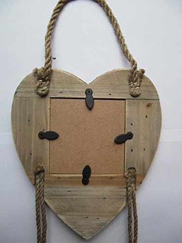 BEAUTIFUL TRIPLE HANGING WOODEN HEARTS RUSTIC PHOTO FRAME & ROPE 3X3 PHOTOS Triple Heart Rustic Photo Frame