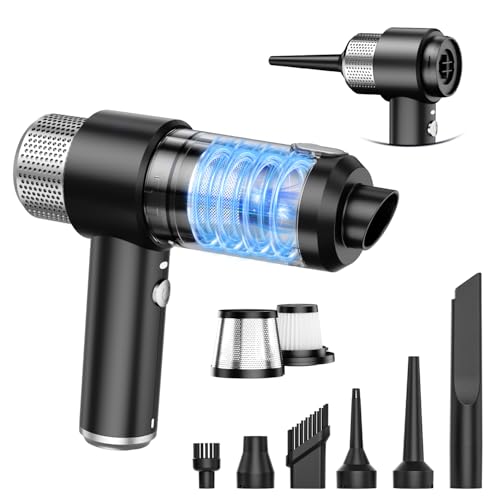 Image of KMM Handheld Car Vacuum Cleaner, 16000PA Hand Held Vacuum Portable Cordless, 2 in 1 Air Duster and Vacuum Cleaner with LED Light, Multi-Nozzles, 120W High Power Mini Vacuum for Home, Pet, Office