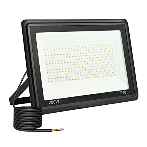 200W LED Strahler Außen, 6500K 20000LM Kaltweiß LED Fluter, IP66 Wasserdicht Außenstrahler Fluter Flutlicht für Garten, Innenhöfe, Garage, Hotel