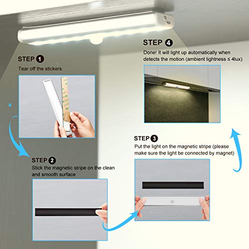 3 PACK Luce per Armadio Fansteck 10 LED Luce